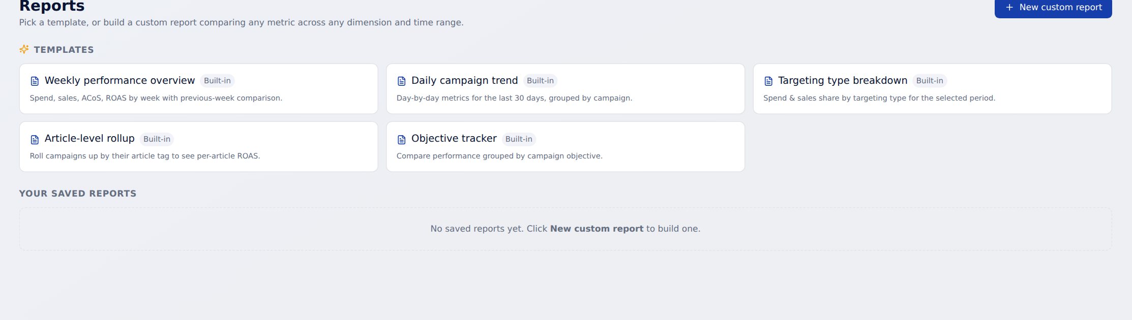 BI Adlytics custom report builder